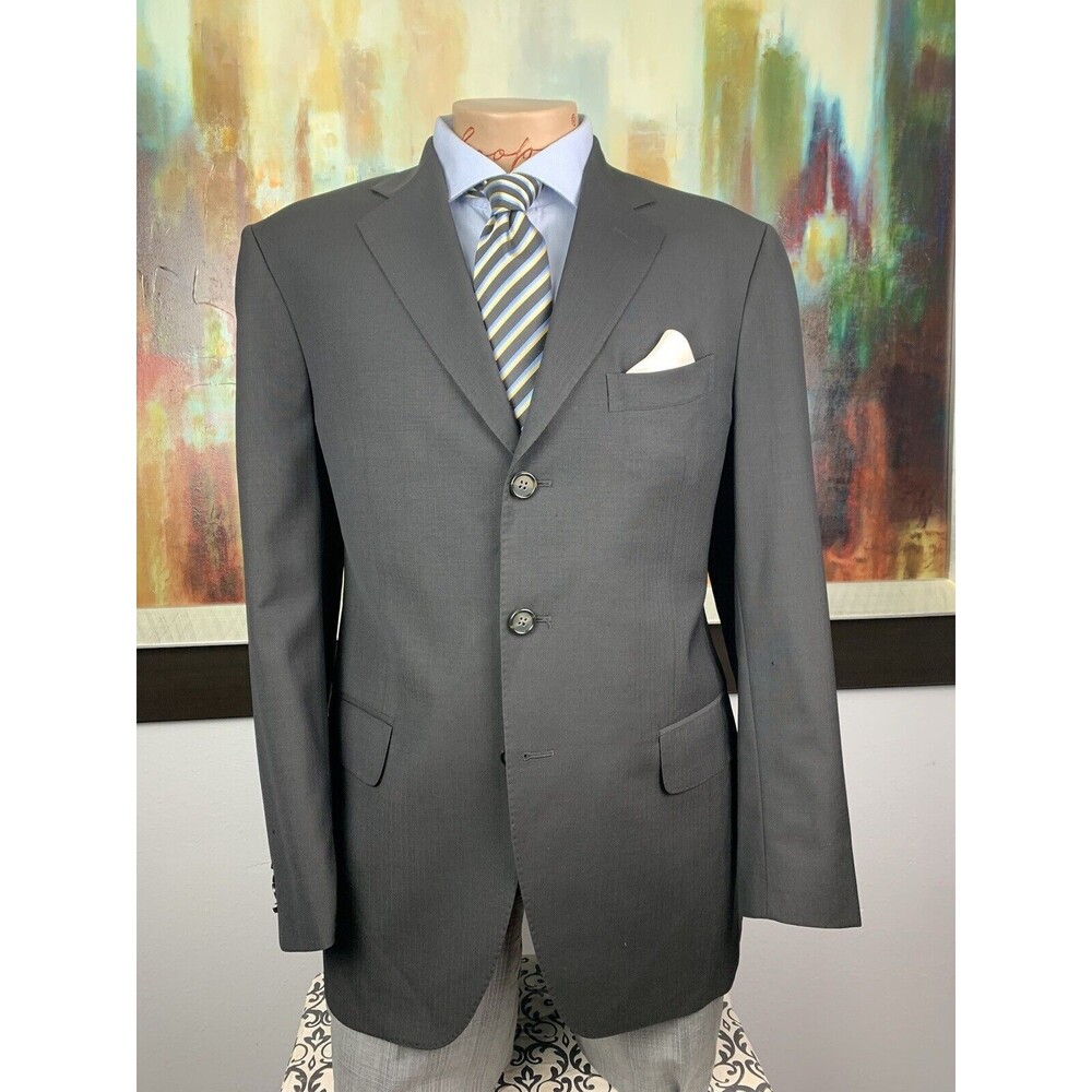 Boglioli Mens Black Shadow Striped 3 Button Slim Fit Blazer 42R MSRP $895